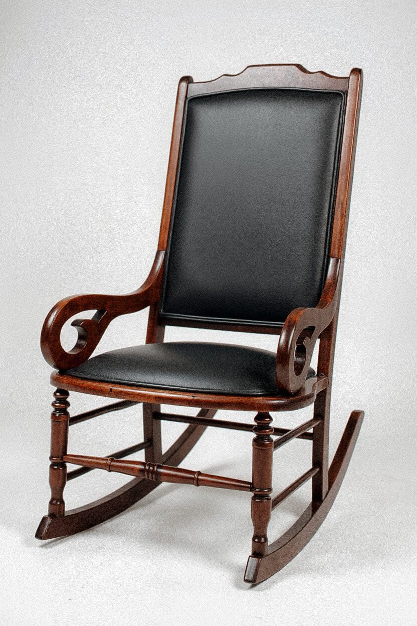 Antique Rocking Chair Reupholstery – Sleek Black Finish