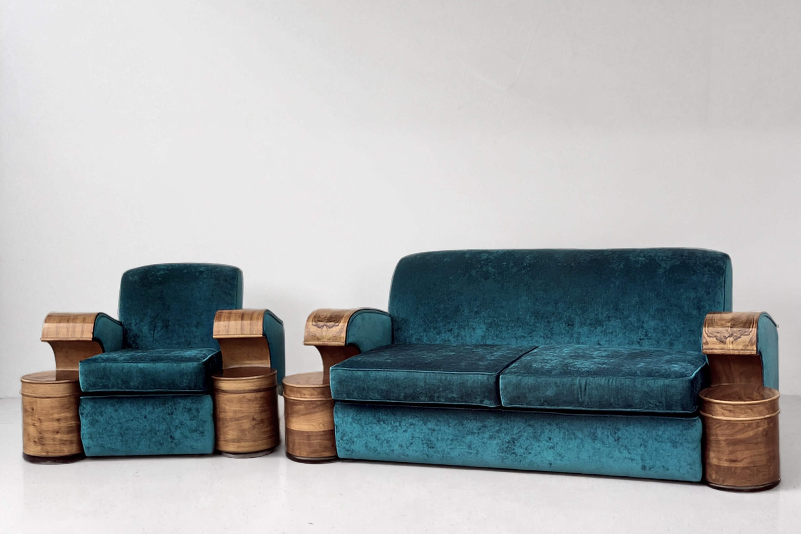 Art Deco Sofa Suite Reupholstery – Teal Velvet