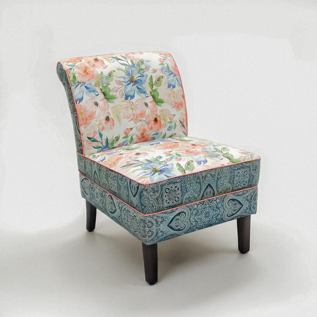 Mixed Pattern Accent Chair – Floral and Paisley Combination