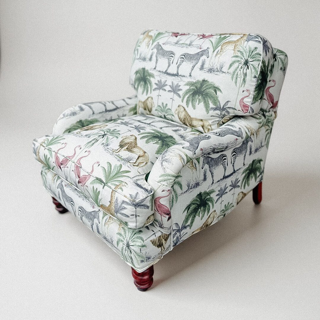 Traditional Armchair – Safari Print Upholstery