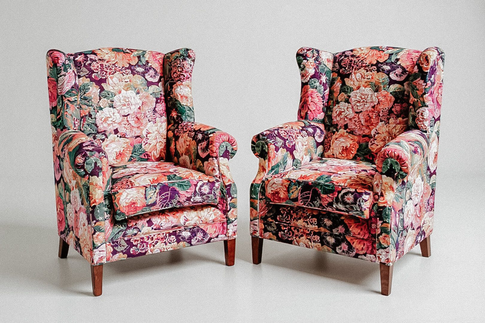 Wingback Chair Collection – Rich Floral Tapestry Print