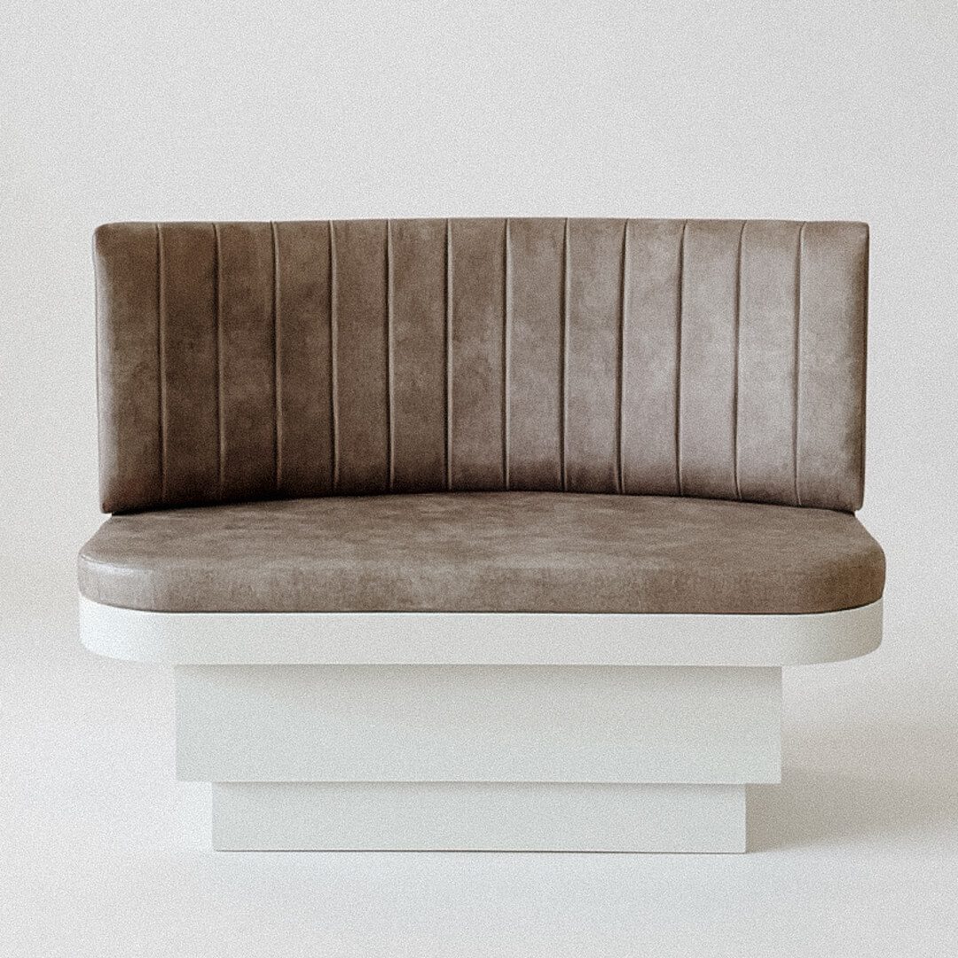 Custom Kitchen Banquette – Taupe Velvet Upholstery