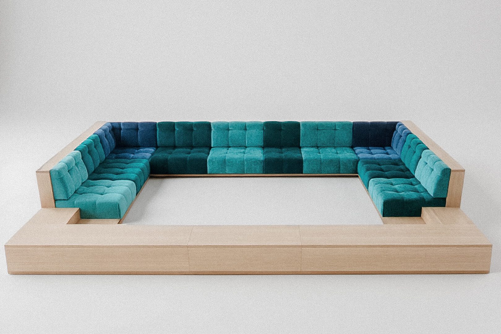 Built-in Sectional Seating – Teal Velvet Installation