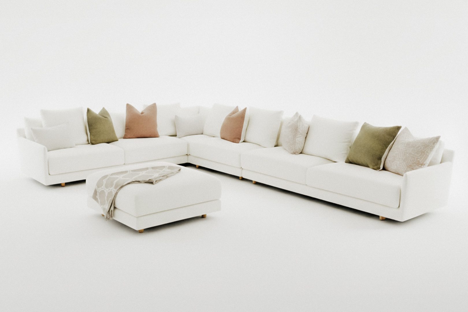 Large Corner Sectional – Neutral Linen Upholstery