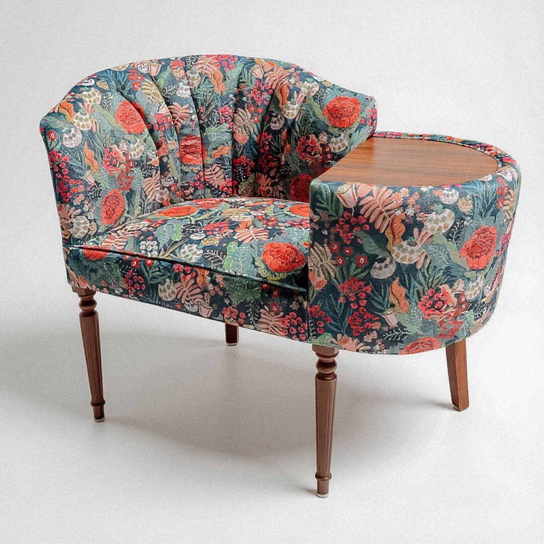 Victorian Telephone Bench – Rich Floral Tapestry